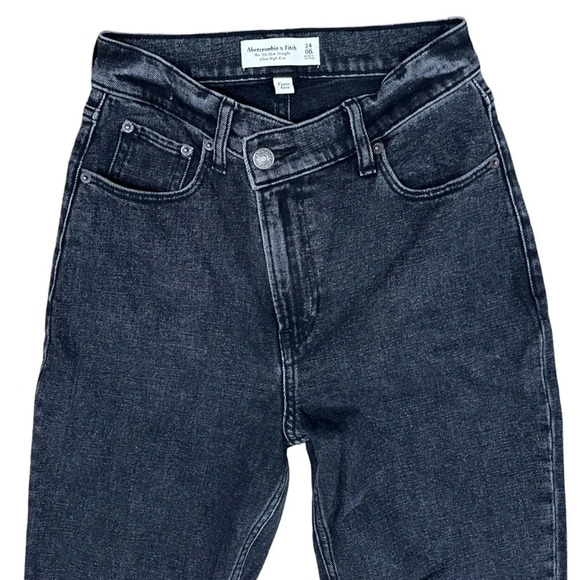 Abercrombie and fitch Slim Straight High Rise Curve love cross over Size 24 00/L - Picture 3 of 6